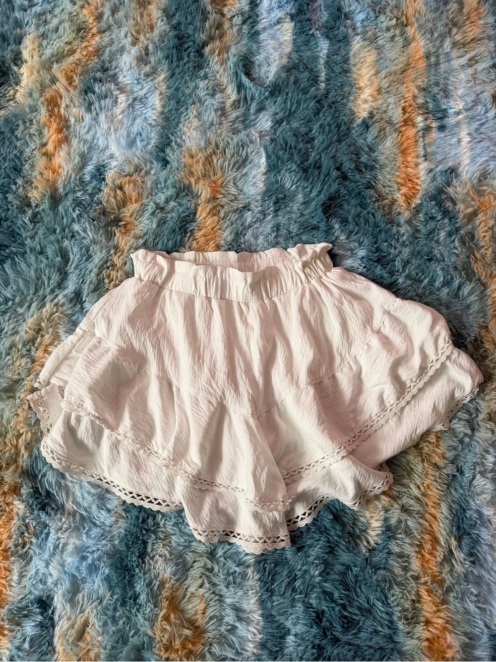 White Ruffle Skirt with Elastic Waist